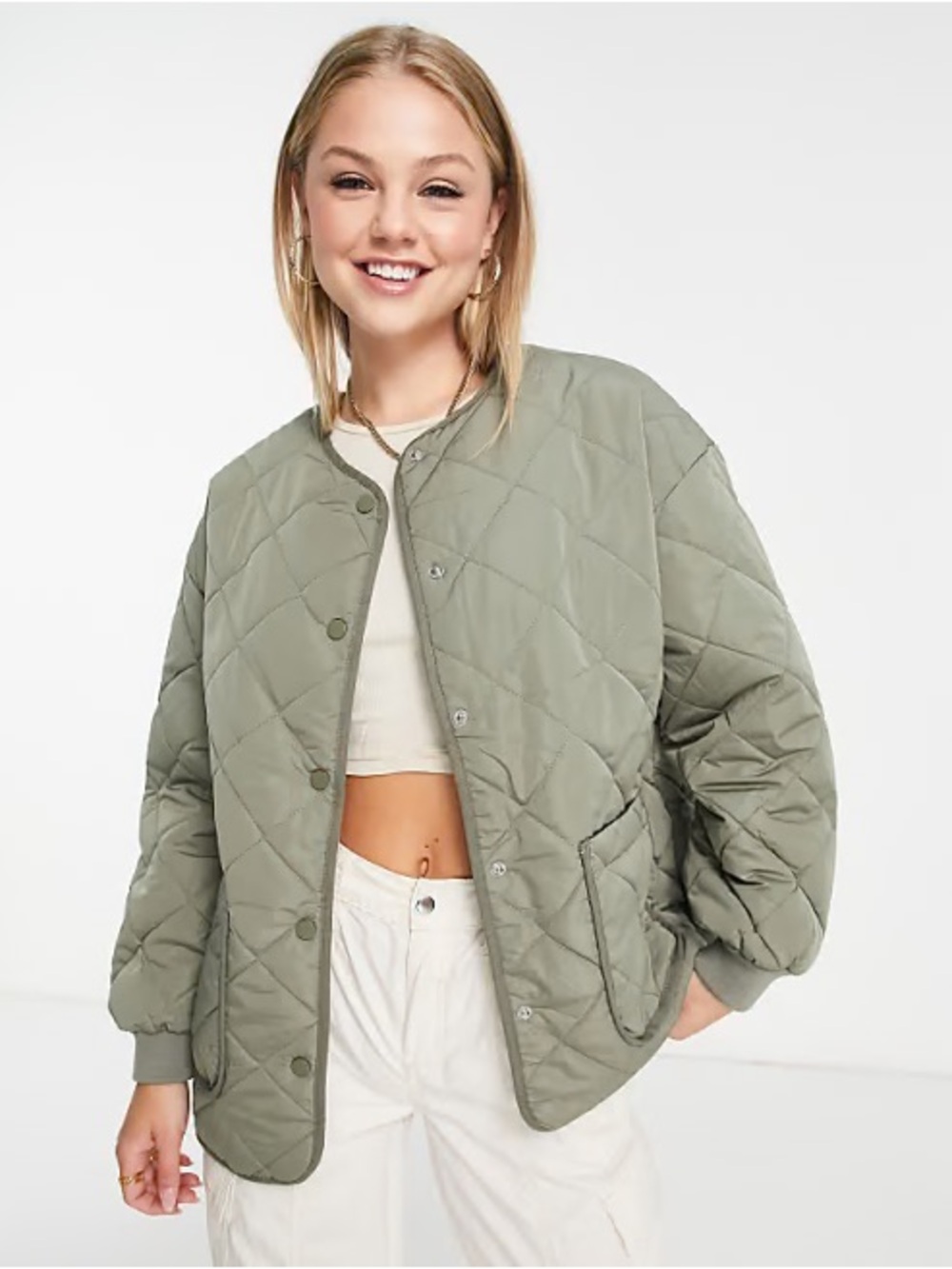 New Look Light Khaki Quilted Padded Jacket